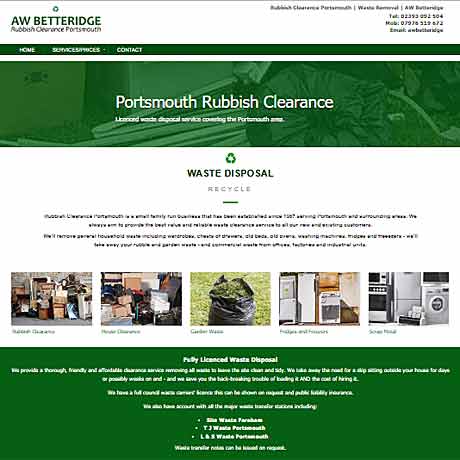 Web Design Portsmouth - example of a web design for AW Betteridge